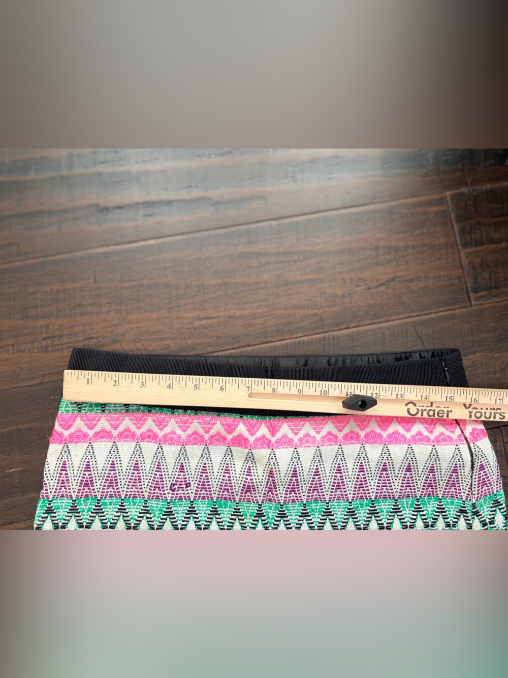Milly Multicolor Couture Tweed Geometric Printed Mini Skirt Frayed Fringe Hem - Picture 4 of 5